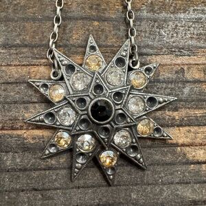 Sabika Silver and Gold Starburst Pendant Necklace
